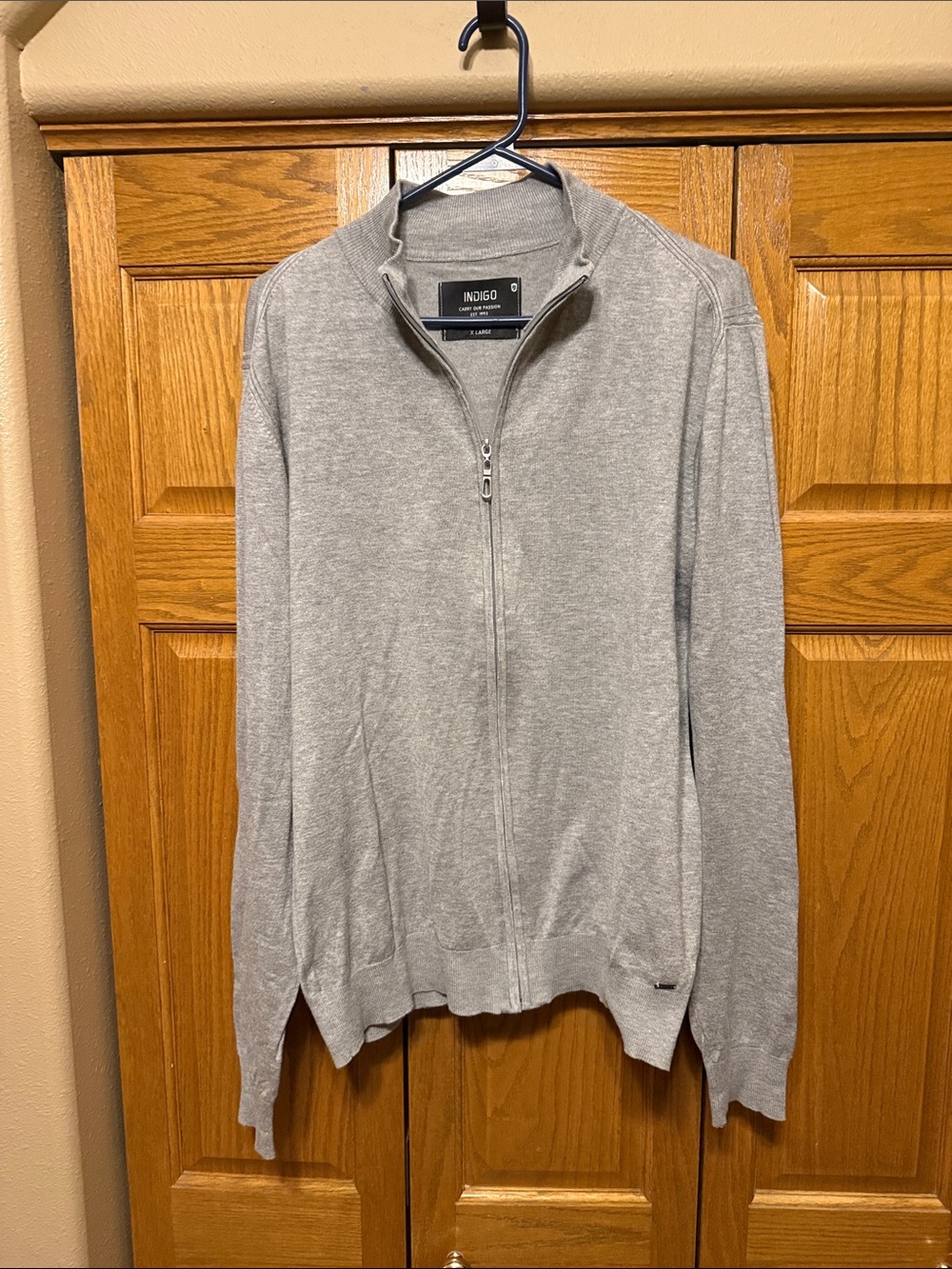 Indigo Men’s Cardigan Gray Full-Zip Sweater-XL